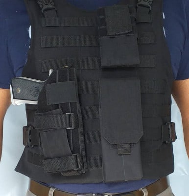 MOLLE vest with paintball holster